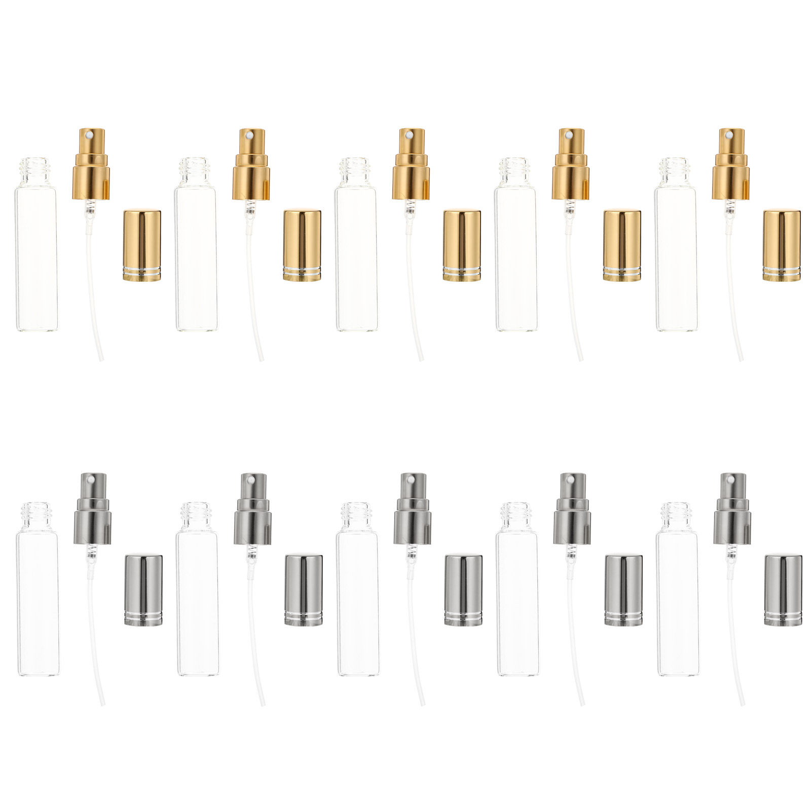 Perfume Quality Fragrance Oils - 10 ชิ้น ขวดน้ำหอมแก้วใสคุณภาพสูง หัวฉีดสเปรย์ละเอียด สำหรับน้ำมันหอมระเหย พกพาสะดวก
